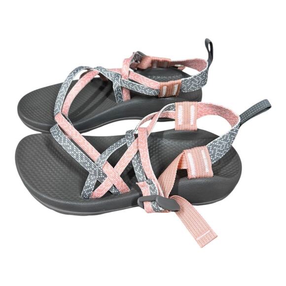 Chaco Kid's ZX1 Ecotread Sandals 4 Burlap Heather J180266 Pink Gray Double Strap - Picture 3 of 7